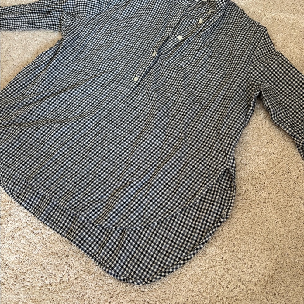 Black and White Gingham with 1/4 Button-Up Shirt